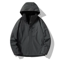 Waterproof outdoor hooded windbreaker jacket for men in dark grey with multiple pockets - M / Military Gray / Knight Black - Men