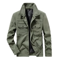 Giacca da uomo in velluto a coste verde scuro con colletto classico e tasche frontali - M / Verde Militare