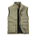 Gilet outdoor verde oliva da uomo con multitasche, fodera a rete e zip in metallo - M / Cachi