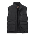 Gilet outdoor da uomo nero con multitasche e fodera in rete traspirante - M / Nero