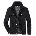 Men's black corduroy jacket with classic lapel collar and chest pockets in a loose fit - M / Black