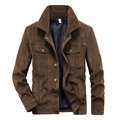 Men's brown corduroy jacket with lapel collar and flap pockets in a loose fit style - M / Coffee