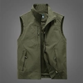 Gilet da uomo verde oliva multitasche per outdoor con collo alto e fodera in rete traspirante - M / Verde Militare