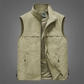 Chaleco de trabajo para hombre caqui con cuello alto y forro de malla transpirable - M / Caqui