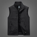 Gilet da pesca all'aperto da uomo con tasche multiple e tessuto leggero traspirante - M / Nero