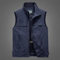 Chaleco azul oscuro de exterior para hombre con cuello alto y forro de malla - M / Azul oscuro