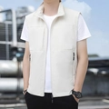 Gilet da uomo per attività all'aperto color bianco crema con tasche e zip - M / Bianco