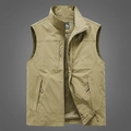 Gilet sportivo cachi da uomo con multitasche, asciugatura rapida e fodera in rete traspirante - M / Cachi