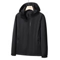 Chaqueta cortavientos negra para hombre con capucha ajustable y cremallera para senderismo - M / Hombres Negro