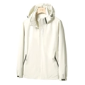 Chaqueta cortavientos con capucha blanco crema ligera con estampado EXPLORE y cremalleras - M / Blanco roto Hombre