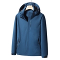 Chaqueta cortavientos impermeable azul marino para hombre con capucha y texto Explore - M / Azul Denim Hombre