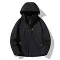 Black outdoor waterproof jacket with yellow zippers and adjustable hood for hiking - M / Knight Black - Men