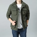 Giacca tattica da uomo verde militare per outdoor con tasche multiple e colletto alla coreana - M / Verde Militare
