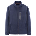 Chaqueta de forro polar azul oscuro para hombre con cuello alto y bolsillo con cremallera - M / Azul oscuro