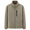 Chaqueta de forro polar caqui para hombre con cuello alto y bolsillo con cremallera - M / Caqui
