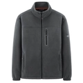 Chaqueta de forro polar gris oscuro para hombre con cuello alto y bolsillo con cremallera - M / gris oscuro