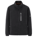 Chaqueta de forro polar negro para hombre con cuello alto y bolsillo con cremallera - M / Negro