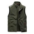 Heren fleece vest in donkergroen met opstaande kraag en ritszakken voor outdoor - M / Legergroen