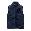 Donkerblauwe fleece bodywarmer voor heren met opstaande kraag en warme polar fleece textuur - M / Donkerblauw