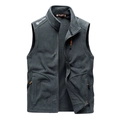 Heren outdoor fleece vest in donkergrijs met oranje ritsdetails en opstaande kraag - M / donkergrijs