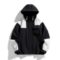Veste cargo à capuche homme contrastée noir et blanc avec design patchwork chic - S / Noir
