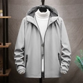 Veste à capuche homme coupe ajustée gris clair avec poches zippées pour printemps et automne - M / Gris