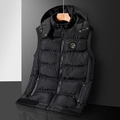 Gilet matelassé homme coupe slim avec capuche et zip métallique en nylon noir - L / Noir