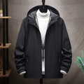 Veste à capuche noire ajustée pour homme avec fermeture éclair pour le printemps - M / Noir