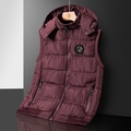 Gilet à capuche hiver homme bordeaux coupe ajustée avec finition mate et matelassage - L / Rouge Foncé