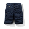 Short cargo homme bleu marine en coton avec poches multiples et détails zippés - S / Bleu