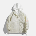 Veste à capuche décontractée pour homme en blanc crème avec design à deux couches - M / Blanc Cassé
