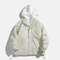 Veste à capuche décontractée pour homme au design ample en beige et blanc bicolore - M / Blanc Cassé