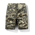Men's loose cargo shorts with camouflage pattern and multiple functional pockets - Khaki Camouflage