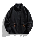 Giacca cargo nera da uomo con colletto a rever e design classico stile workwear - M / Nero