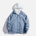 Veste décontractée bleu clair pour homme style deux-pièces avec capuche et logo manche - M / Bleu