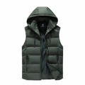 Men's dark green hooded puffer vest with quilted panels and zipper closure for winter - M / Army Green