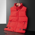 Men's insulated red puffer vest with stand collar and windproof thick quilted fabric - L / Red