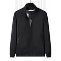 Schwarze Herren-Freizeitjacke mit Stehkragen und weißem Berggipfel-Logo auf der Brust - M / Schwarz