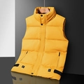 Men's yellow stand-collar quilted vest with snap buttons and secure zipper pockets - L / Yellow