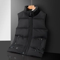 Men's winter black padded vest with stand collar and quilted texture in matte finish - L / Black