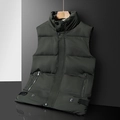 Men's winter olive green padded vest with stand collar and quilted warm insulation - L / Army Green