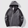 Wasserdichte Outdoor-Kapuzenjacke für Herren in Grau-Schwarz mit Kontrastdesign - 3XL / Dunkelgrau