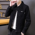 Veste noire en suédine pour homme avec poches à rabat et logo VOG blanc imprimé - M / Noir