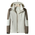 Wasserdichte Outdoor-Jacke mit Kapuze in Creme und Khaki für Wandern und Freizeit - M / Hellbeige