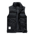 Chaleco acolchado negro para hombre con cuello alto, estampado de letras y acabado mate - L / Negro