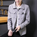 Veste casual en suédine gris clair pour homme avec logo VOG et poches de style ouvrier - M / Gris