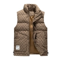 Chaleco acolchado de invierno para hombre con monograma B y cuello alto marrón - L / Caqui