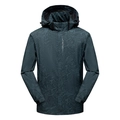Chaqueta impermeable con capucha en verde oscuro con estampado de hojas y velcro - M / Gris (Hombre)