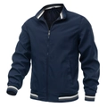 Chaqueta bomber casual para hombre en azul marino con cuello y puños de rayas - M / Azul Marino