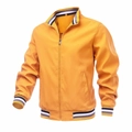 Chaqueta bomber amarilla para hombre con cuello a rayas y tela resistente al viento casual - M / Amarillo